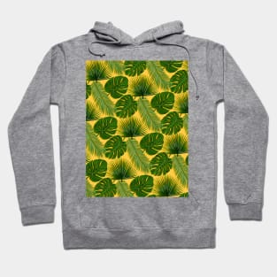 Tropical Leaf Scatter Pattern on Yellow Hoodie